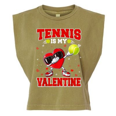 Tennis Lover Cute Heart Dabbing Valentines Day Cool Gift Garment-Dyed Women's Muscle Tee