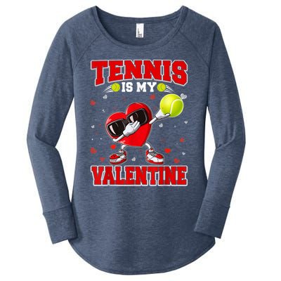 Tennis Lover Cute Heart Dabbing Valentines Day Cool Gift Women's Perfect Tri Tunic Long Sleeve Shirt