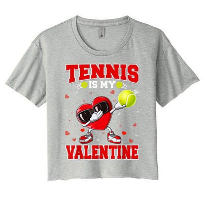 Tennis Lover Cute Heart Dabbing Valentines Day Cool Gift Women's Crop Top Tee