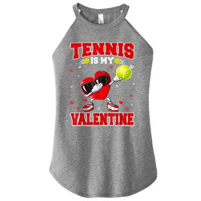 Tennis Lover Cute Heart Dabbing Valentines Day Cool Gift Women's Perfect Tri Rocker Tank