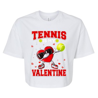 Tennis Lover Cute Heart Dabbing Valentines Day Cool Gift Bella+Canvas Jersey Crop Tee