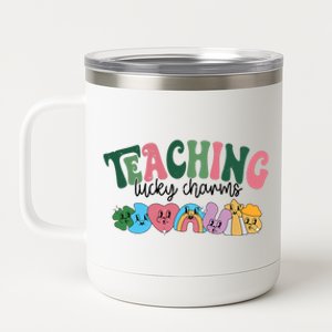 Teaching Lucky_ Charms Outfit Retro Teacher St Patricks Day 12 oz Stainless Steel Tumbler Cup