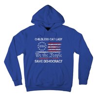 The Less Cat Lady 2024 For President Us Flag Vintage Gift Hoodie