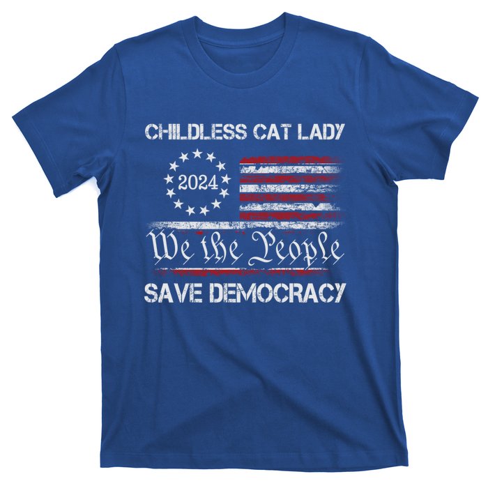 The Less Cat Lady 2024 For President Us Flag Vintage Gift T-Shirt