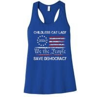 The Less Cat Lady 2024 For President Us Flag Vintage Gift Women's Racerback Tank