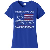 The Less Cat Lady 2024 For President Us Flag Vintage Gift Women's T-Shirt