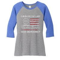 The Less Cat Lady 2024 For President Us Flag Vintage Gift Women's Tri-Blend 3/4-Sleeve Raglan Shirt