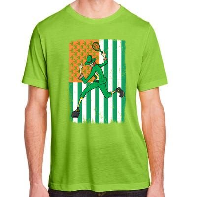 Tennis Leprechaun Cannabis Marijuana Flag St Patrick's Day Funny Gift Adult ChromaSoft Performance T-Shirt