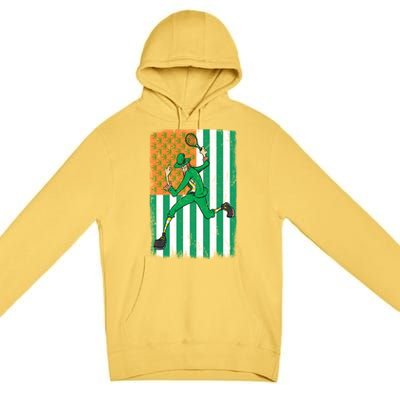 Tennis Leprechaun Cannabis Marijuana Flag St Patrick's Day Funny Gift Premium Pullover Hoodie