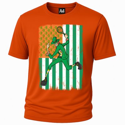 Tennis Leprechaun Cannabis Marijuana Flag St Patrick's Day Funny Gift Cooling Performance Crew T-Shirt