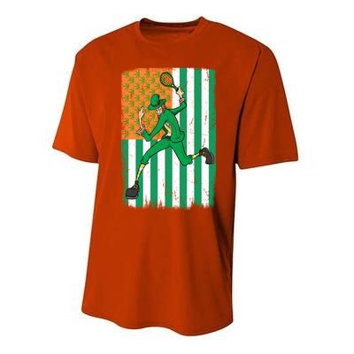 Tennis Leprechaun Cannabis Marijuana Flag St Patrick's Day Funny Gift Performance Sprint T-Shirt