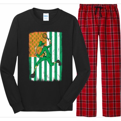 Tennis Leprechaun Cannabis Marijuana Flag St Patrick's Day Funny Gift Long Sleeve Pajama Set