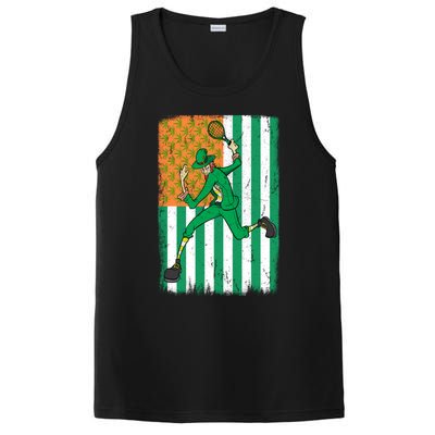 Tennis Leprechaun Cannabis Marijuana Flag St Patrick's Day Funny Gift PosiCharge Competitor Tank