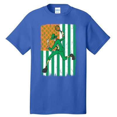 Tennis Leprechaun Cannabis Marijuana Flag St Patrick's Day Funny Gift Tall T-Shirt