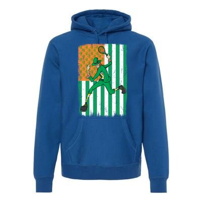 Tennis Leprechaun Cannabis Marijuana Flag St Patrick's Day Funny Gift Premium Hoodie