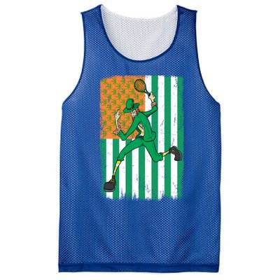 Tennis Leprechaun Cannabis Marijuana Flag St Patrick's Day Funny Gift Mesh Reversible Basketball Jersey Tank