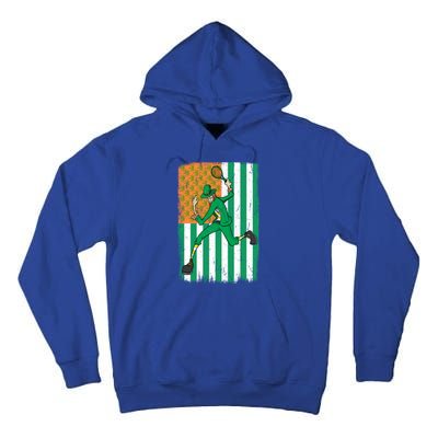 Tennis Leprechaun Cannabis Marijuana Flag St Patrick's Day Funny Gift Tall Hoodie