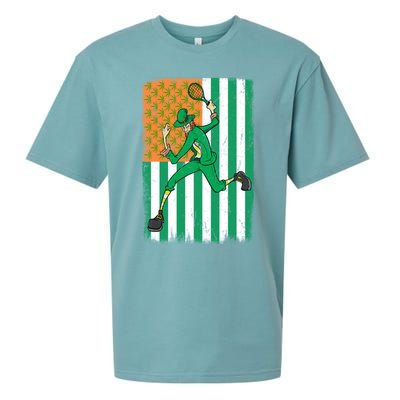 Tennis Leprechaun Cannabis Marijuana Flag St Patrick's Day Funny Gift Sueded Cloud Jersey T-Shirt