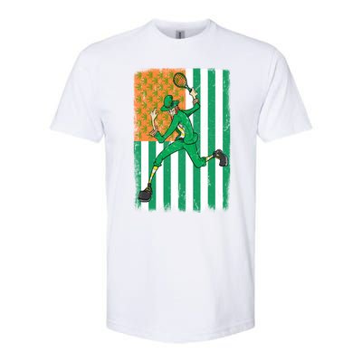 Tennis Leprechaun Cannabis Marijuana Flag St Patrick's Day Funny Gift Softstyle CVC T-Shirt