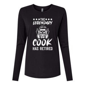 The Legendary Cook Has Retired Chef Kitchen Food U Cook Cute Gift Womens Cotton Relaxed Long Sleeve T-Shirt