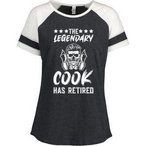 The Legendary Cook Has Retired Chef Kitchen Food U Cook Cute Gift Enza Ladies Jersey Colorblock Tee