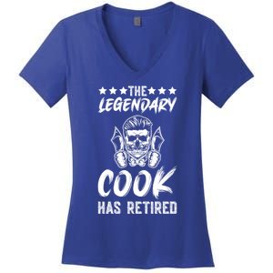 The Legendary Cook Has Retired Chef Kitchen Food U Cook Cute Gift Women's V-Neck T-Shirt