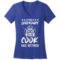 The Legendary Cook Has Retired Chef Kitchen Food U Cook Cute Gift Women's V-Neck T-Shirt