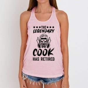 The Legendary Cook Has Retired Chef Kitchen Food U Cook Cute Gift Women's Knotted Racerback Tank