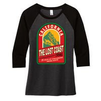 The Lost Coast Trail California Women's Tri-Blend 3/4-Sleeve Raglan Shirt