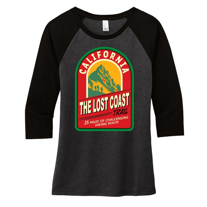 The Lost Coast Trail California Women's Tri-Blend 3/4-Sleeve Raglan Shirt