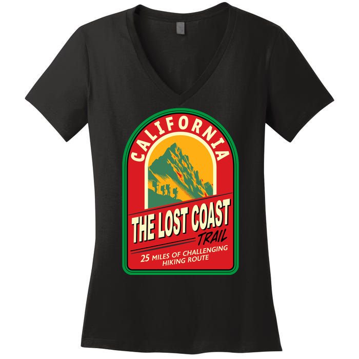 The Lost Coast Trail California Women's V-Neck T-Shirt