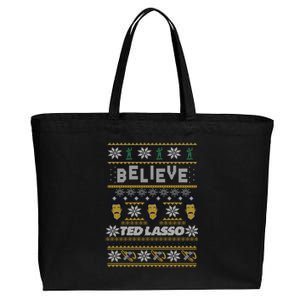 Ted Lasso Christmas Believe Ted Lasso Ugly Sweater Cotton Canvas Jumbo Tote