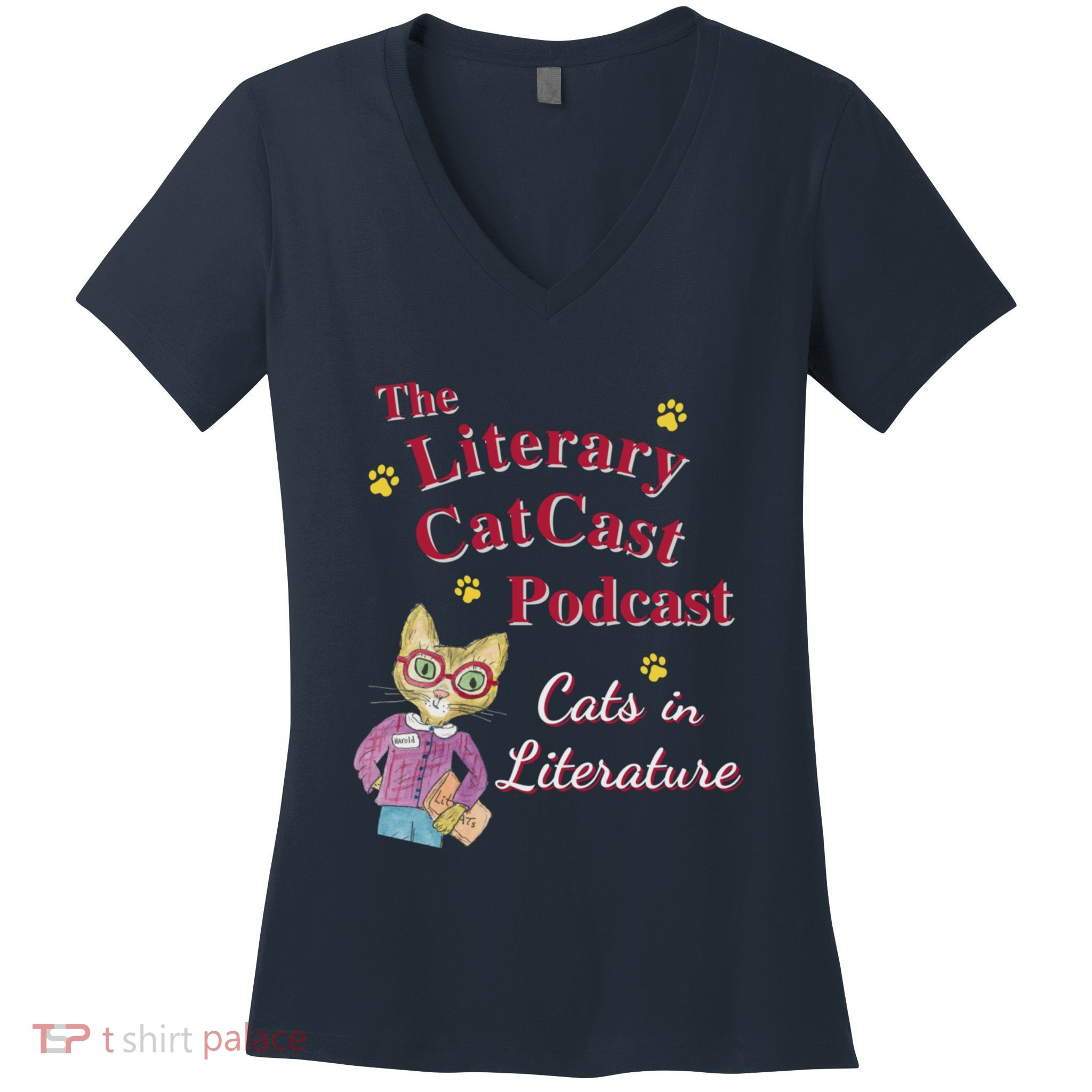 The Literary Catcast Podcast Women's V-Neck T-Shirt