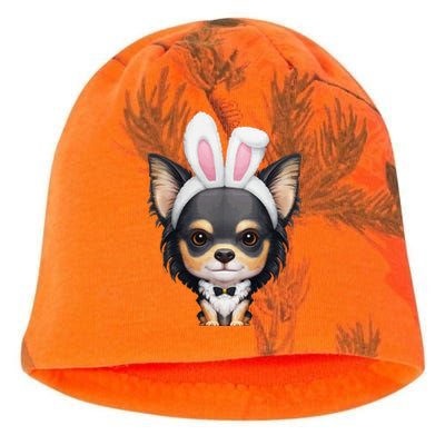 Tricolor Long Coat Chihuahua In Easter Bunny Costume Kati - Camo Knit Beanie