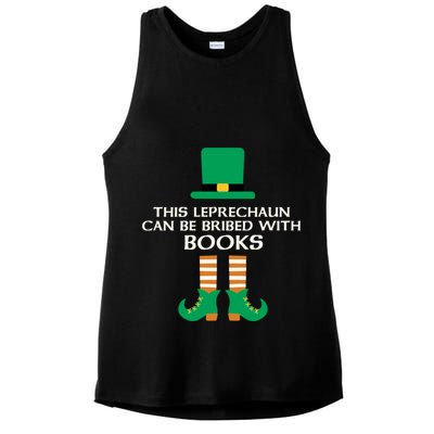 This Leprechaun Can Be Bribed With Books Read St Paddy Day Gift Ladies PosiCharge Tri-Blend Wicking Tank