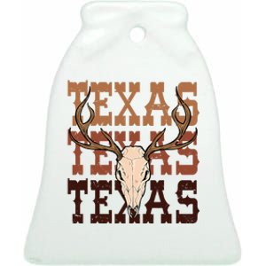 Texas Longhorn Cowboy Cowgirl Western Texas Women Men Ceramic Bell Ornament