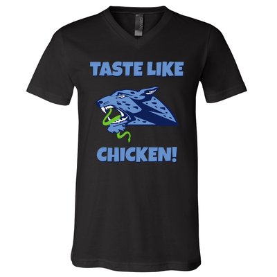 Taste Like Chicken Football Panther Eating Snake Football Rivals V-Neck T-Shirt