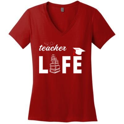 Teacher Life Cute Women's V-Neck T-Shirt