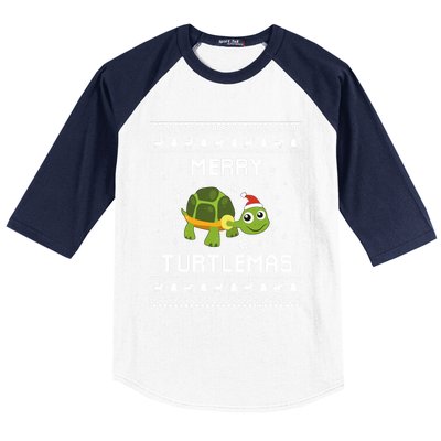 Turtle Lover Christmas Ugly Xmas Turtle Sweater Gift Baseball Sleeve Shirt