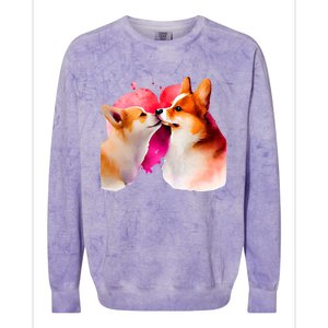 Two Loving Corgis In Love Heart Valentine's Day Dog Corgi Cool Gift Colorblast Crewneck Sweatshirt