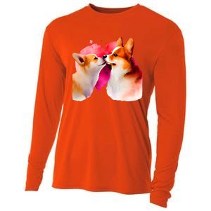 Two Loving Corgis In Love Heart Valentine's Day Dog Corgi Cool Gift Cooling Performance Long Sleeve Crew