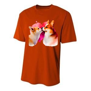 Two Loving Corgis In Love Heart Valentine's Day Dog Corgi Cool Gift Performance Sprint T-Shirt