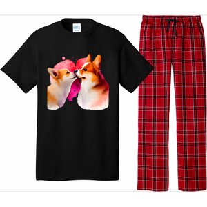 Two Loving Corgis In Love Heart Valentine's Day Dog Corgi Cool Gift Pajama Set