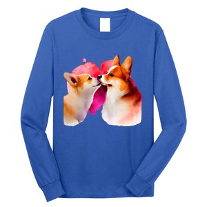 Two Loving Corgis In Love Heart Valentine's Day Dog Corgi Cool Gift Long Sleeve Shirt