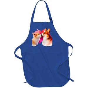 Two Loving Corgis In Love Heart Valentine's Day Dog Corgi Cool Gift Full-Length Apron With Pockets