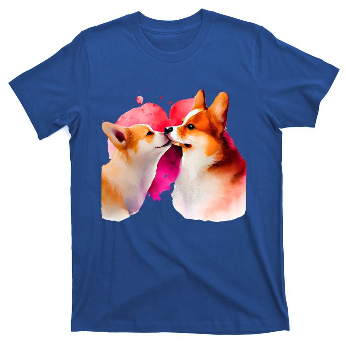 Two Loving Corgis In Love Heart Valentine's Day Dog Corgi Cool Gift T-Shirt