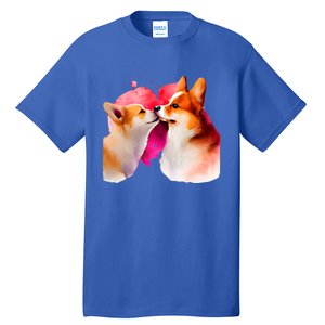 Two Loving Corgis In Love Heart Valentine's Day Dog Corgi Cool Gift Tall T-Shirt