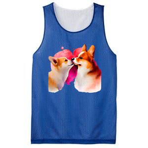 Two Loving Corgis In Love Heart Valentine's Day Dog Corgi Cool Gift Mesh Reversible Basketball Jersey Tank