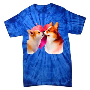 Two Loving Corgis In Love Heart Valentine's Day Dog Corgi Cool Gift Tie-Dye T-Shirt