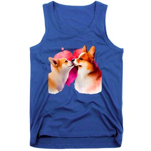 Two Loving Corgis In Love Heart Valentine's Day Dog Corgi Cool Gift Tank Top